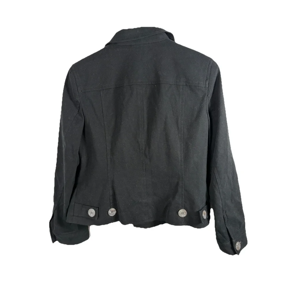 Talbots Jacket‎ Cotton Twill Black Buttons Tailored Women 10P Petite Preppy EUC